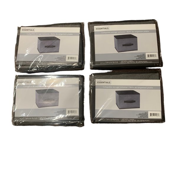New! Lot of 4 Essentials Collapsible Storage Container WITH Handle - Picture 3 of 4